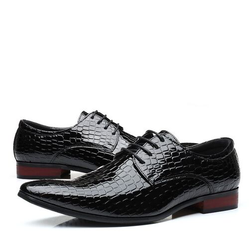Creative Mens Leather Shoes Pointed Toe Laceup Business Form