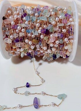 1 Meter/39.37 Inch Semi-precious Stone And Pearl Chain for W