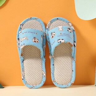 Japanese Striped Linen Indoor Wooden Floor Couples Cotton Wo