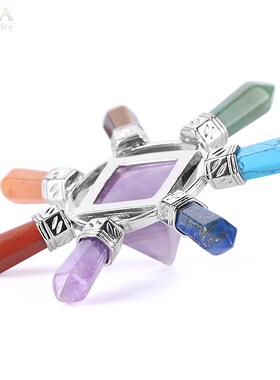 Colorful hexagonal handicraft natural crystal stone simple p