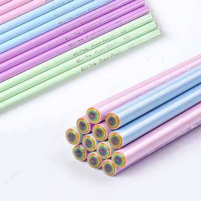 12 Packs Childrens rainbow paper HB Pencil Environmentally