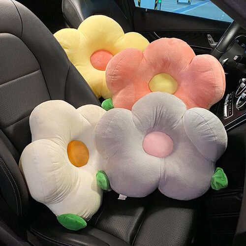 Atsafepro Car Lumbar Cushion Cute Flower Car Lumbar Cushion