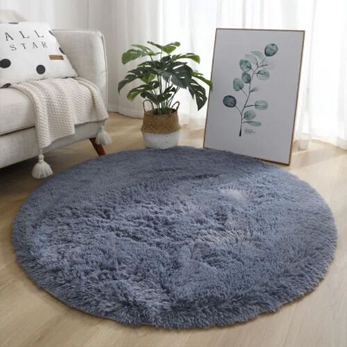 Plush Round Rug Mat Fluffy White Carpets for Living Room Sof