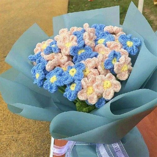 Artificial Crochet Bouquets DIY Milk Cotton Hand Knitted