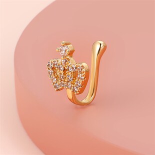1Pc Fake Copper Ring Piercing Heart Nose Crown Clip Star