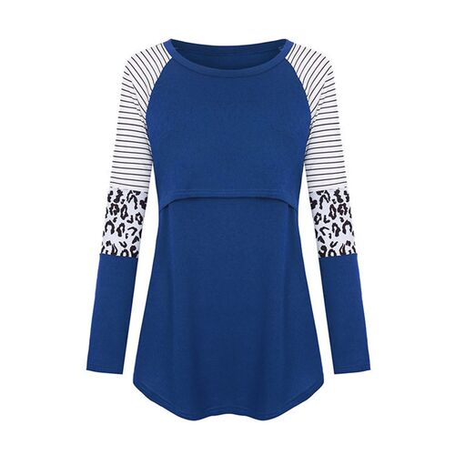 2025 Womens Leopard Stripe Printed Crewneck Long-sleeved Br