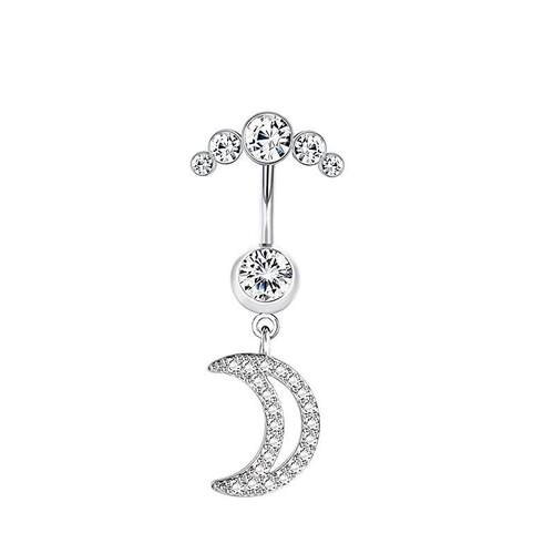 1PC New Moon Star CZ Belly Button Rings Heart Belly Piercing