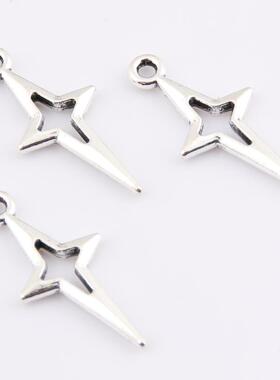 100pcs Silver Color 23x10.5mm Star Charm Shooting Stars Pend