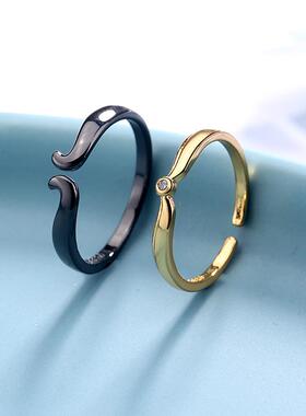 New Gothic Punk Couple Rings Angel Demon Paired Open Ring Se