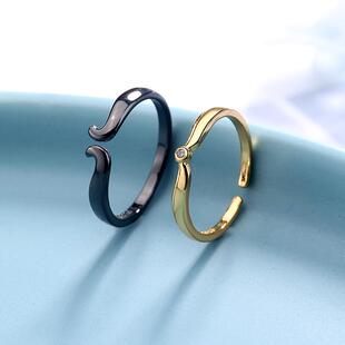 New Gothic Punk Couple Rings Angel Demon Paired Open Ring Se
