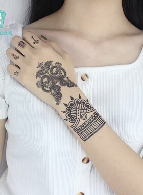 1Sheet Women Sexy Arm Fake Black Tattoo Henna Mandala Flower