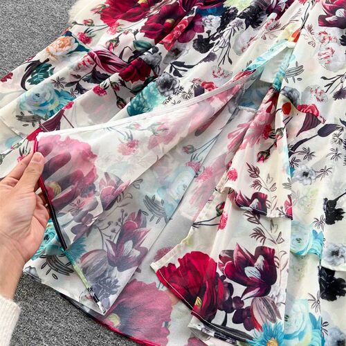 Women Deep V-Neck Bohemian Style Dress Spring Summer Runway
