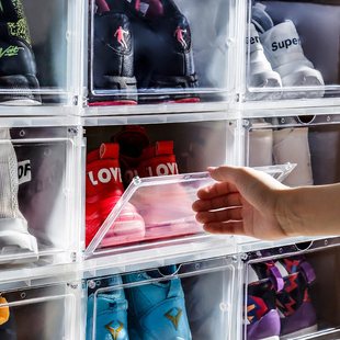 Flip drawer shoe storage box transparent dustproof plastic