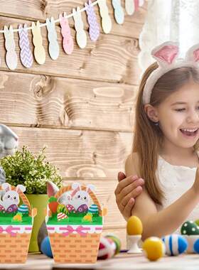 10/20pcs Cute Bunny Paper Cookie Candy Box Easter Theme Rabb