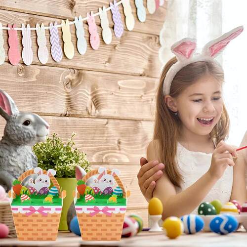 10/20pcs Cute Bunny Paper Cookie Candy Box Easter Theme Rabb