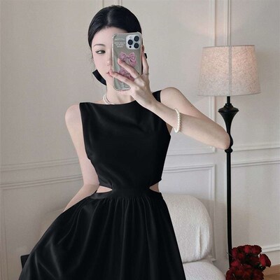 Hepburn Style Tight Waist Skinny White Dress Summer White Mi