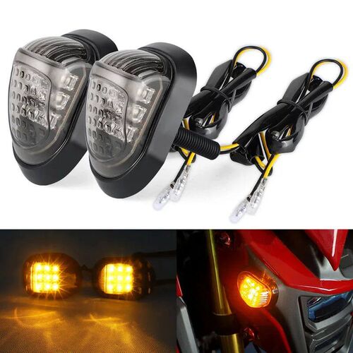 Pair Motorcycle Scooters LED Turn Signals Light Blinker flus