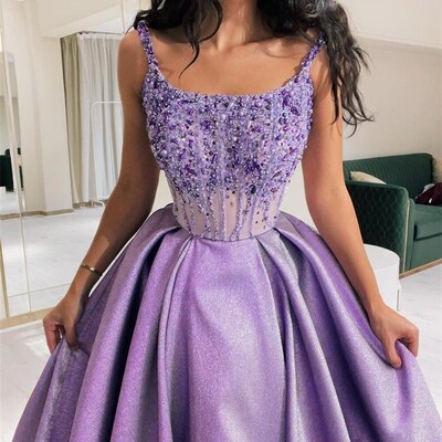 Prom Dresses Intricate Retro Spaghetti A-line Beading Beaded