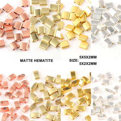 Natural Stone Dull Polish Matte Two Hole Hematite Stone Mine