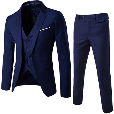 1 Set Blazer Vest Pants Set Wedding Suits Party Stage Mens