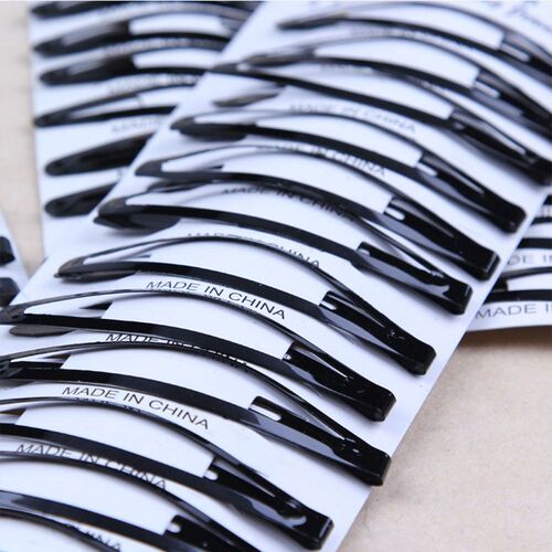 12PCS/Pack New Simple Black Hair Clips Girls Hairpins BB Cli