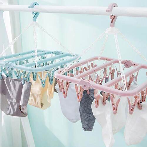32 Peg Dryer Washing Line Airer Clothes Horse Underwear Sock