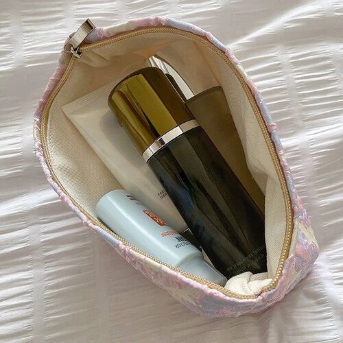 Ins Fashion Jacquard Makeup Bag Large Capacity Portable Skin