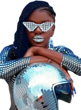 Disco ball Helmet with Retractable镜面酒吧节日迪斯科球头盔