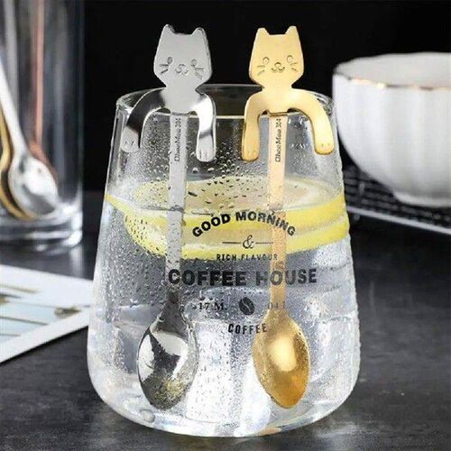 Stainless Steel Cartoon Cat Hanging Cup Coffee Spoon Mug