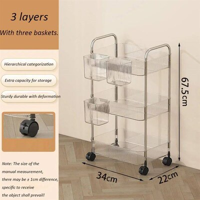 2/3/4Layers Light Luxury Storage Rack Trolley Transparent Ac