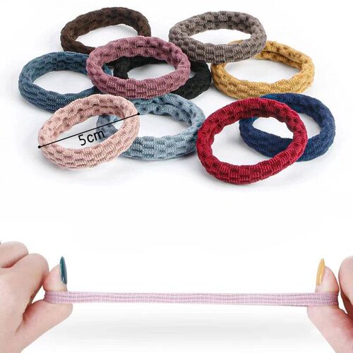 20pcs/Set Women Wavy Pattern Seamless Rubber Band Thicker Hi