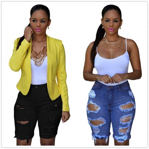 2021 Hot Sale Women Summer Ripped Shorts Jeans Fashion Stret
