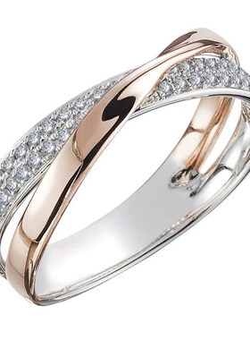Huitan Newest Fresh Two Tone X Shape Cross Ring for Women We
