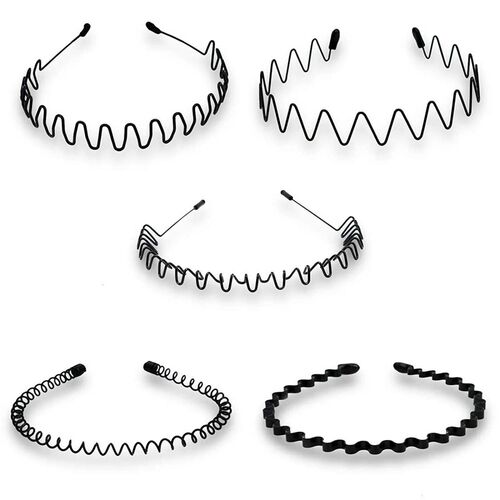 Unisex Black Elastic Non Slip Simple Metal Headbands For Men
