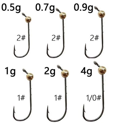5pcs Mini Jig Head Hook Copper Head Hook Barbed Fishhook Tro