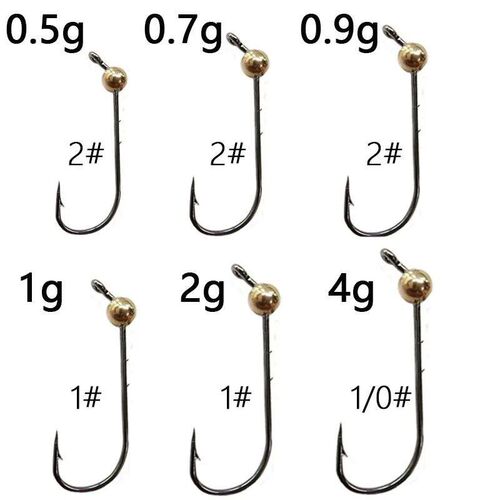 5pcs Mini Jig Head Hook Copper Head Hook Barbed Fishhook Tro