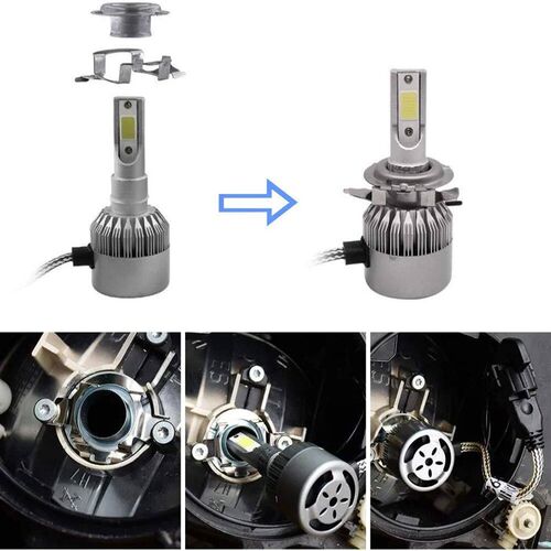 2Pcs H7 LED Car Headlight Bulb Base Adapter Holder Socket Re