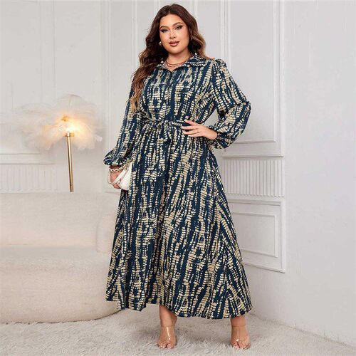 Plus Size Women Dresses Fashion Ladies Clothes收腰大码连衣裙