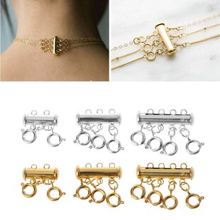 lobster loc Multi buckle magnetic tube necklace strand clasp