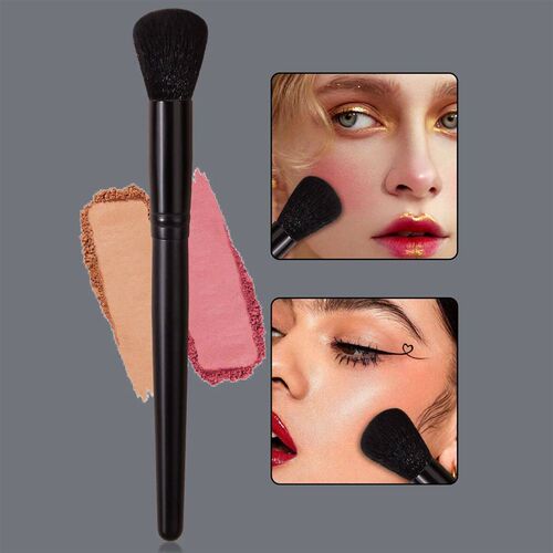 1PC Flame Blush Highlighter Brush - Soft Nylon Wood Handle