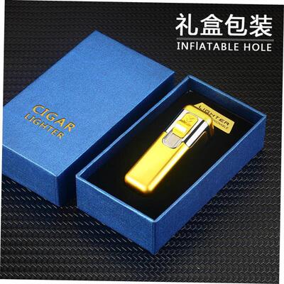 Metal Blue Flame Turbo Butane Gas Lighter Cigar Mens Gift