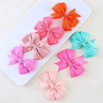 24pcs/Set Solid Grosgrain Ribbon Hair Clips for Girls Hair B