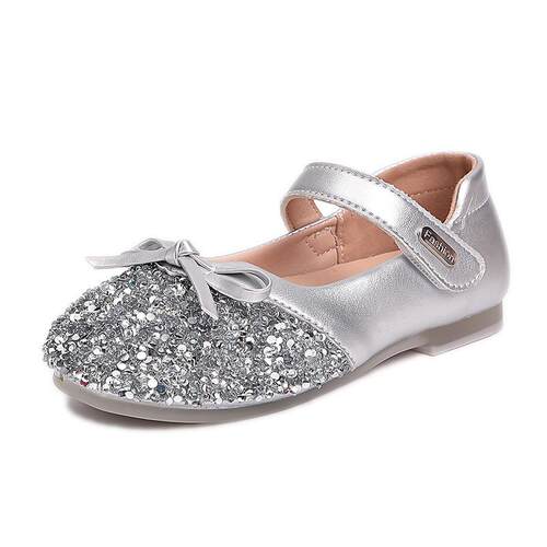 Girls Princess Shoes 女童公主鞋2026儿童银色水晶单鞋夏季软底