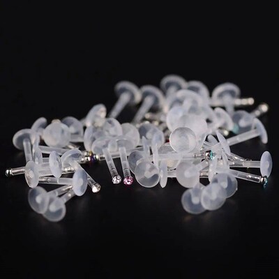 25Pcs Simple Acrylic Lip Studs Set Sparkly Push In Labret Mo