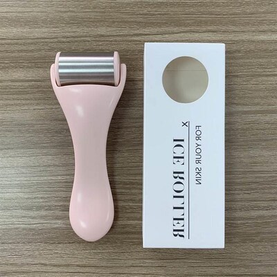 Face Roller Pink Cool Ice Roller Massager for Anti Puffiness