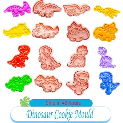 8pcs/set Cookie Cutters Animal Dinosaur Type Stamp Embosser