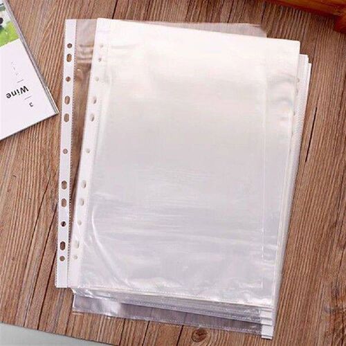100Pcs A4 Transparent Folder Bag Plastic Punched Pockets