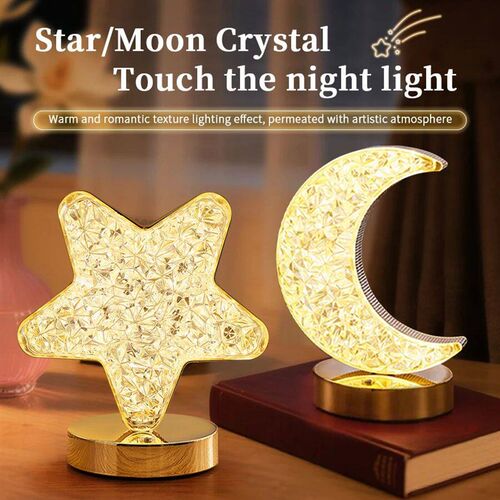 Moon Star Led Night Light Rechargeable Crystal Table Lamp To