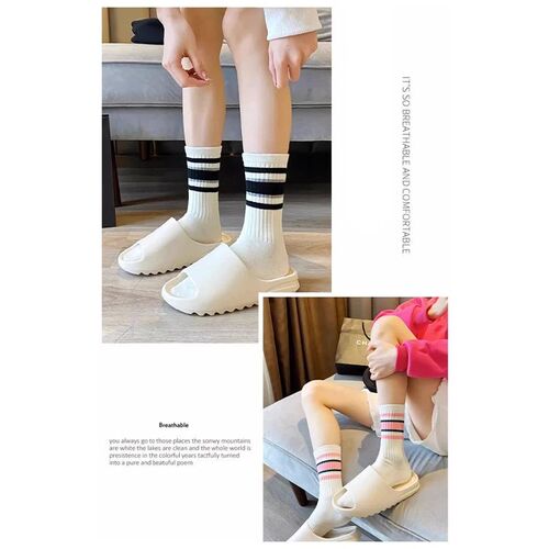 5pairs Women Socks Autumn and Winter Striped Sports Socks Co