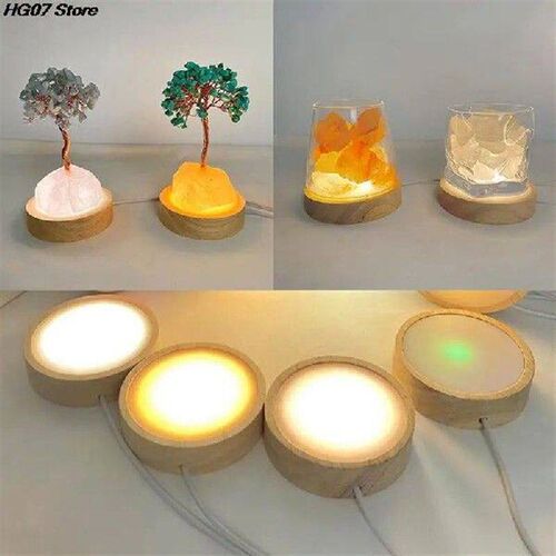 1PC 60mm Wood Light Base Rechargeable Remote Control Wooden